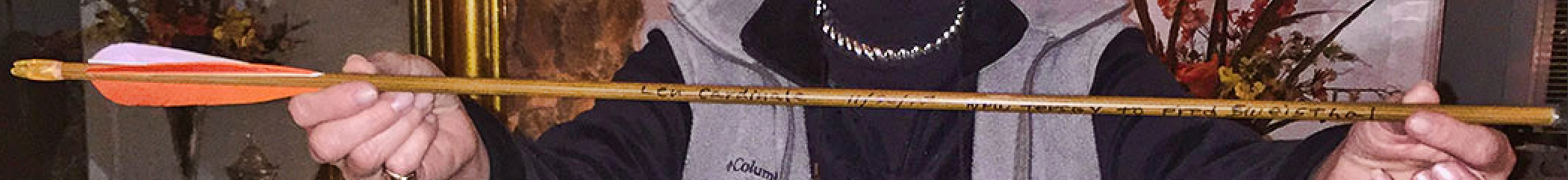 Signed arrow by Len Cardinale, an accomplished Archery Hall of Fame Bowhunter and Olympic coach