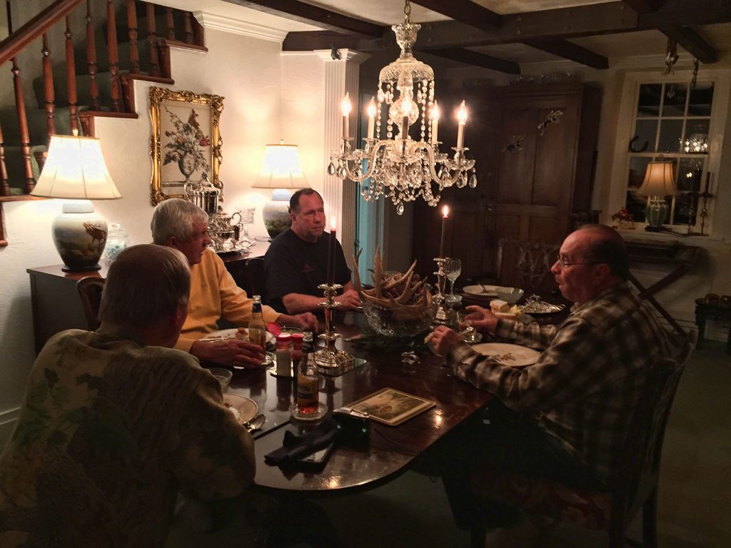 Telling hunting stories around the dinner table