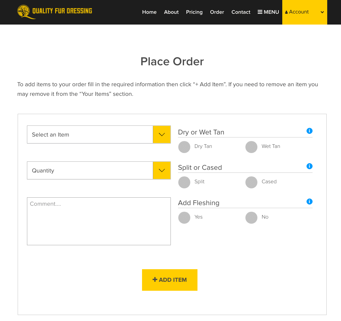 Place order - Quality Fur Dressing